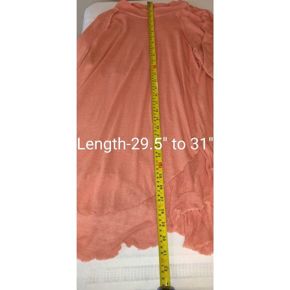 We The Free People Top Womens S Coral Lagenlook Linen Blend Oversized Tshirt - Picture 14 of 16